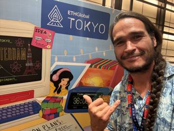 Shaka at the ETHGlobal Tokyo wall
